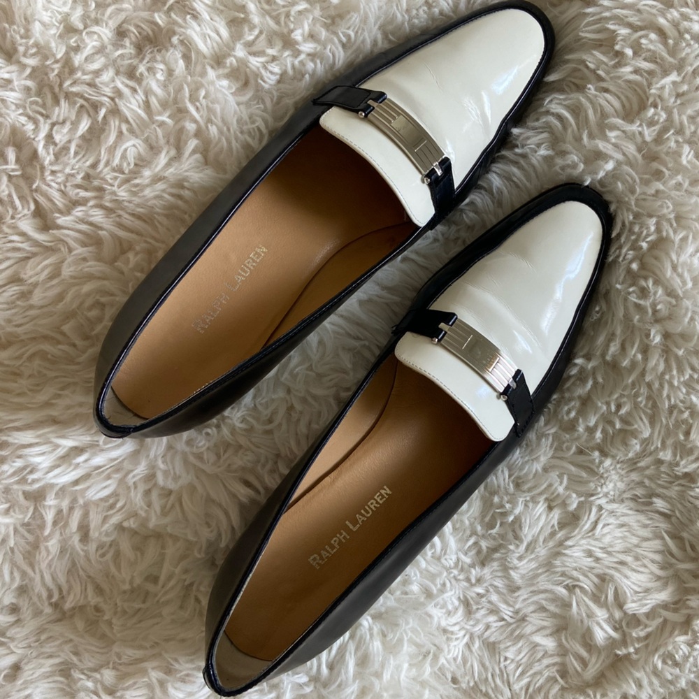 Ralph Lauren Black and White Classic Loafers - Picture 5 of 5